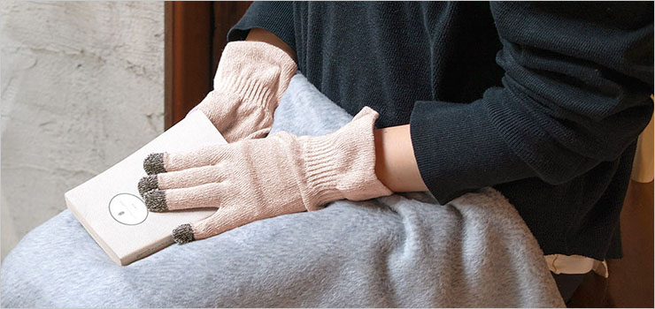 シルク おやすみ手袋 スマートフォン対応 日本製