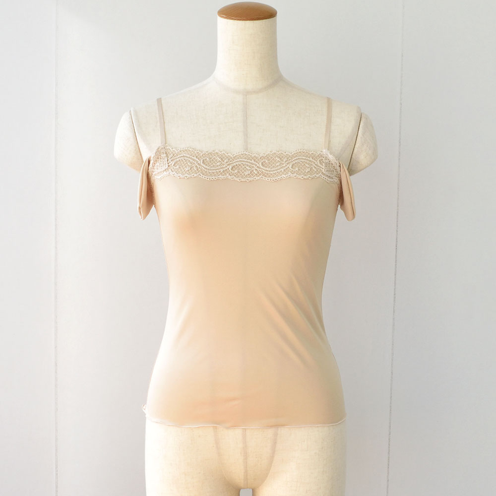 シルクスムース カップ＆汗取りパッド付き キャミソール 日本製