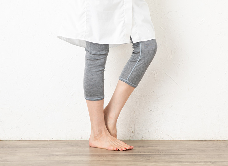 シルク100％ 7分丈 レギンス 日本製 リバーシブル レディース グレー M L