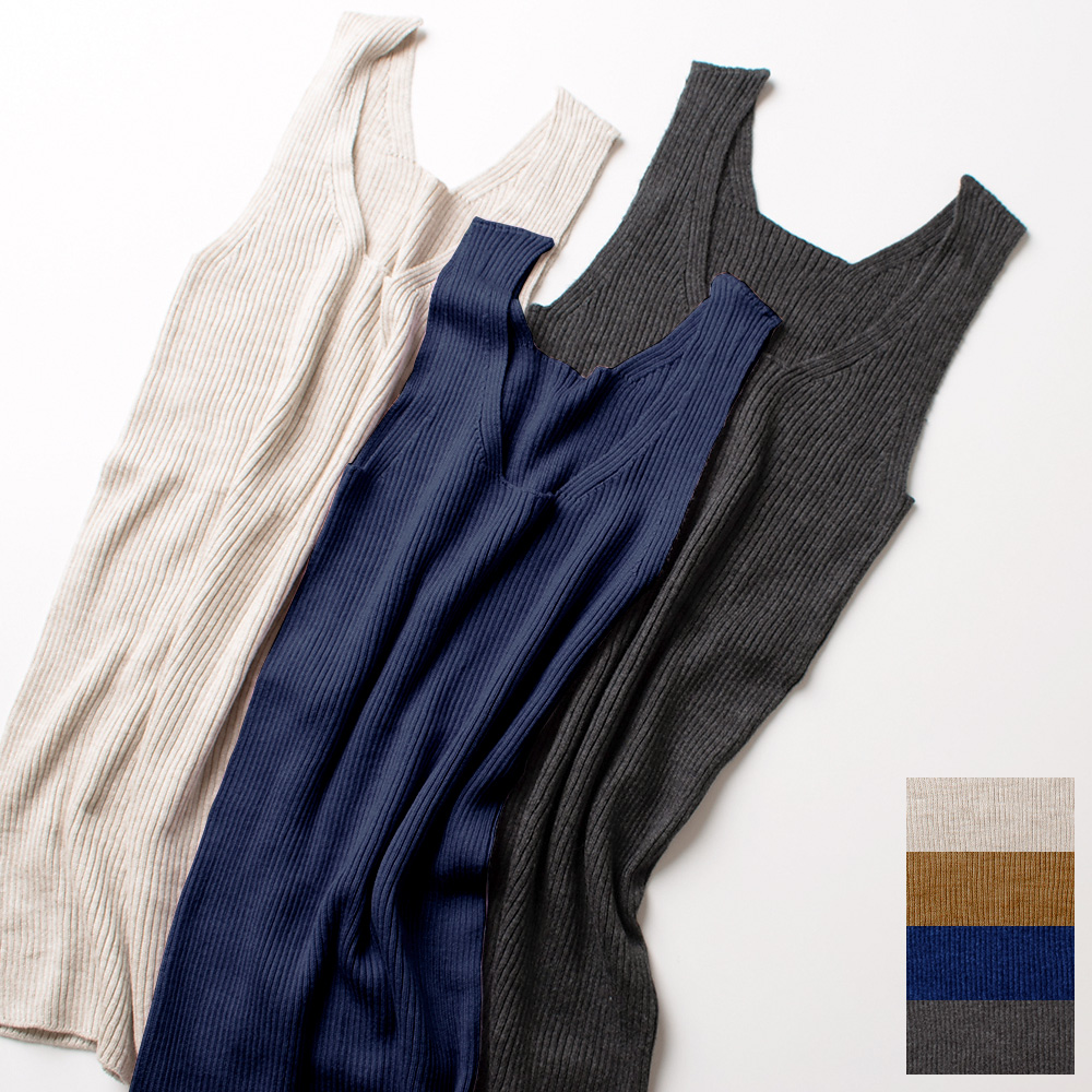 シルク100％ ふわふわ加工 リブニット タンクトップ 日本製 縫い目のないホールガーメント
