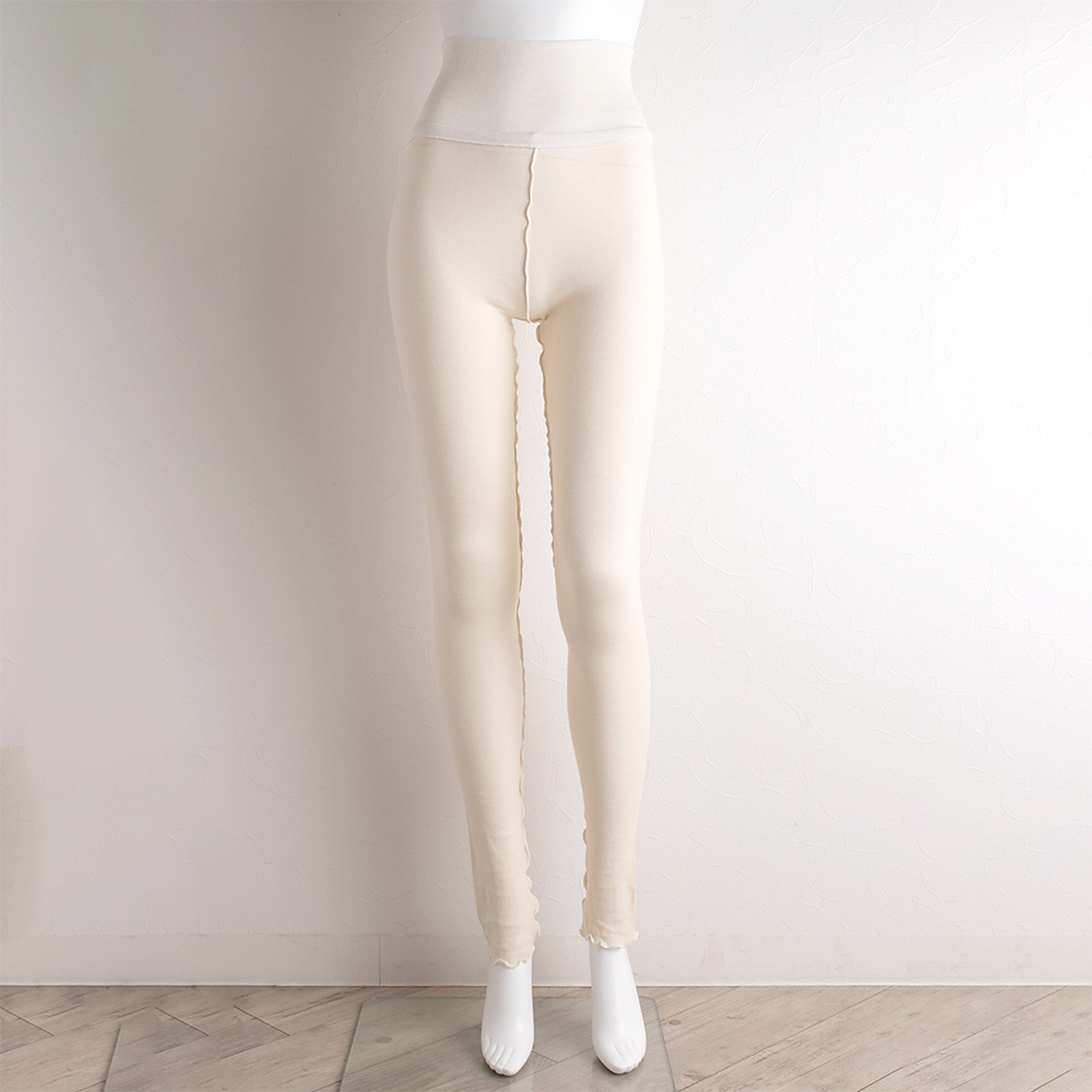 肌側シルク アウトメロー レギンス シルク腹巻付き パジャマインナー 日本製 表側コットン