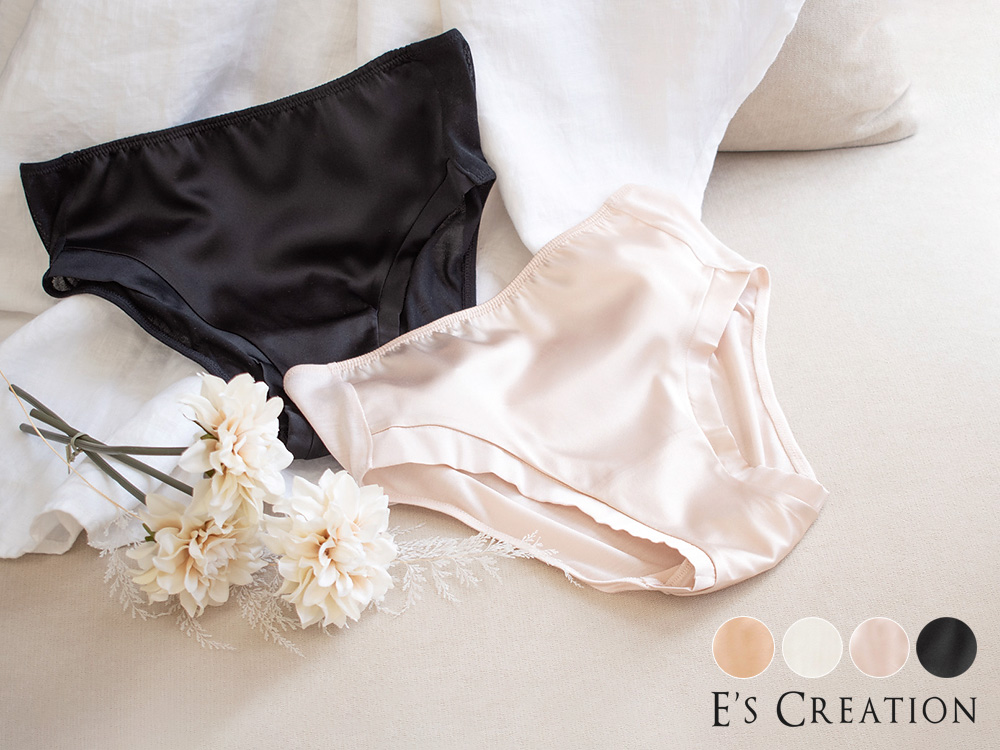シルクサテン＆シルク絹紡糸 スタンダードショーツ 日本製 レディース