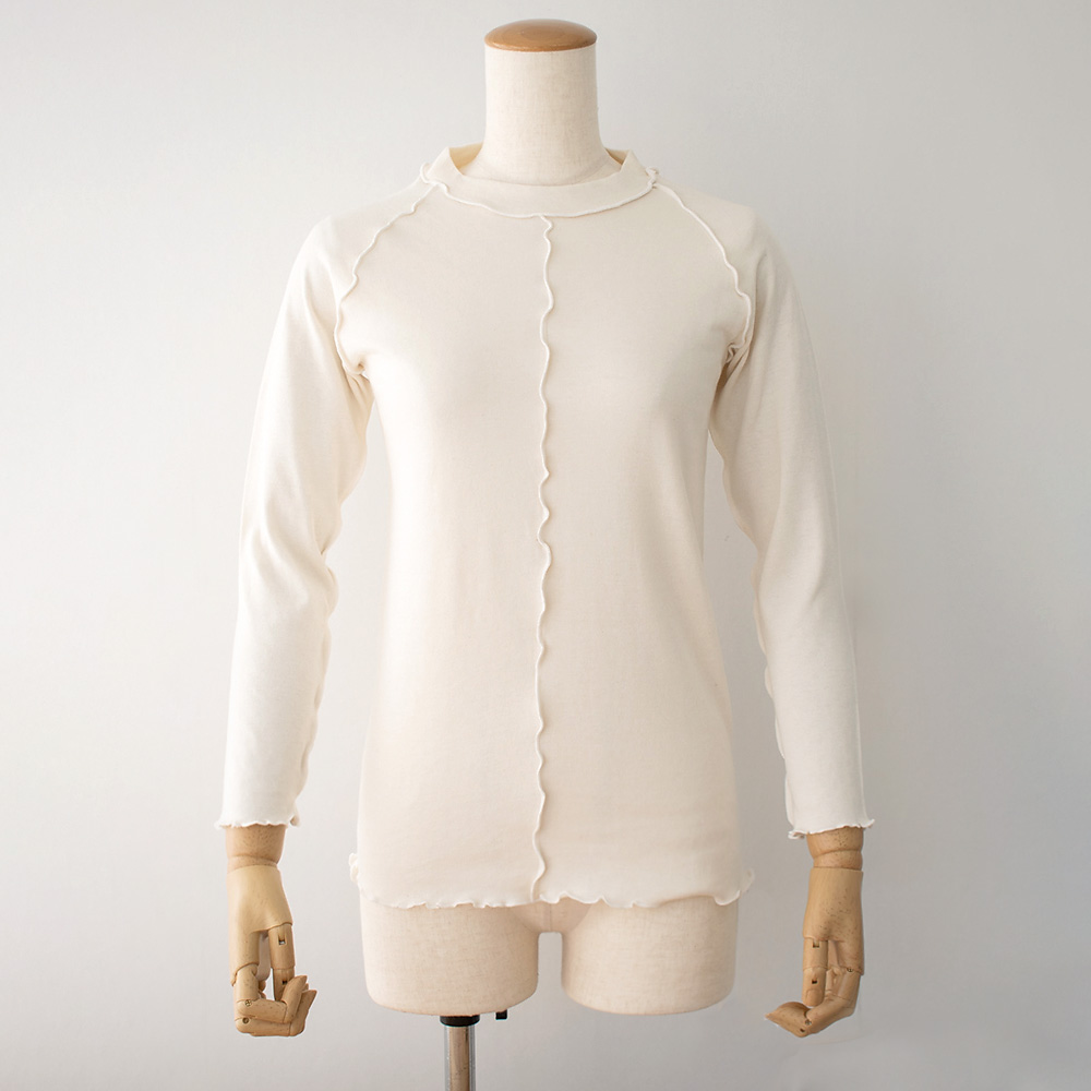 肌側シルク アウトメロー クルーネック パジャマインナー 日本製 表側コットン