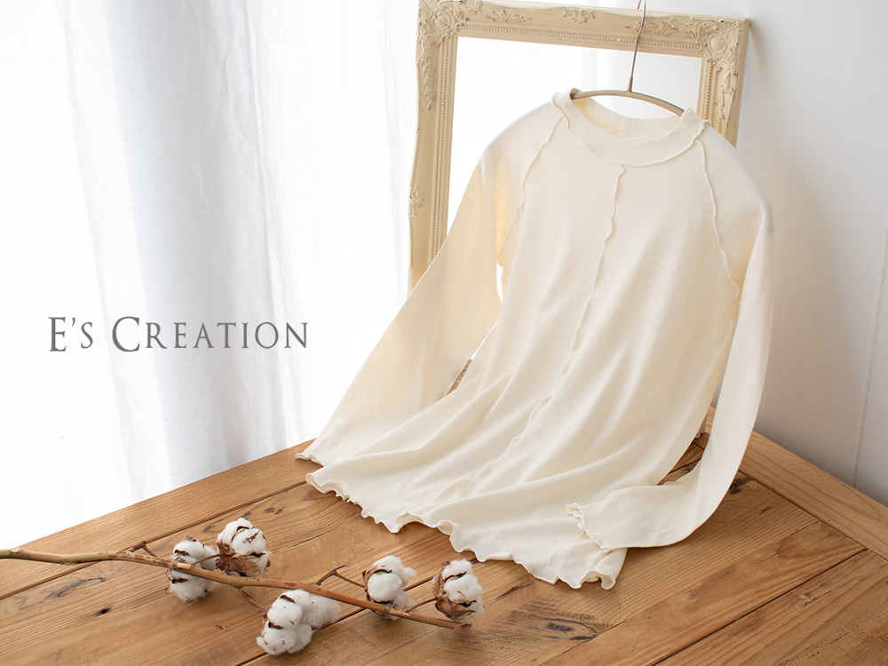 肌側シルク アウトメロー クルーネック パジャマインナー 日本製 表側コットン