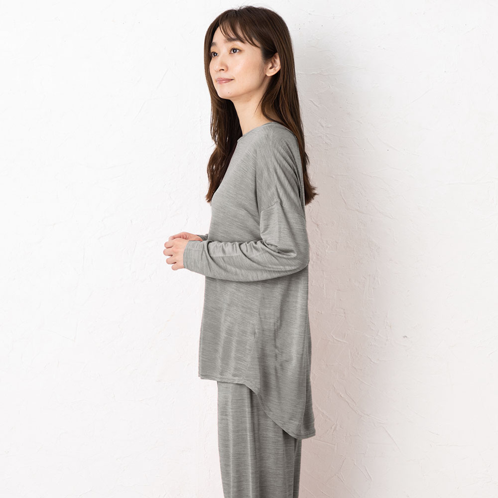 シルク100% ソフトジャージー パジャマ 上下セット ゆったりデザイン 日本製