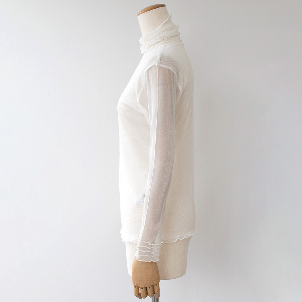 シルク100% メッシュ ハイネック 長袖インナー