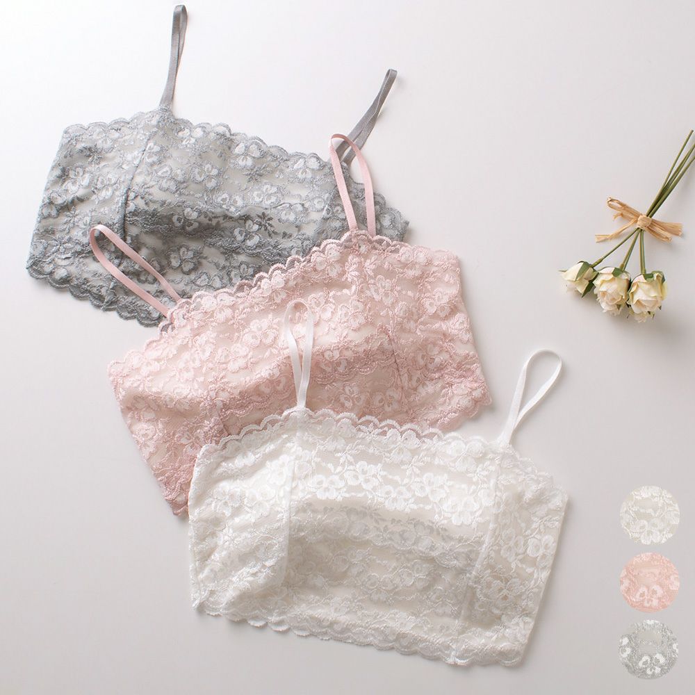 肌側シルク 総レース カップ付きチューブトップ 日本製