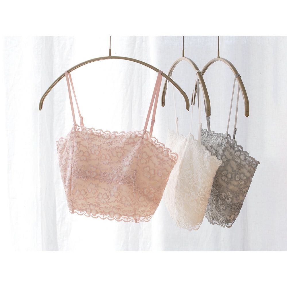 肌側シルク 総レース カップ付きチューブトップ 日本製