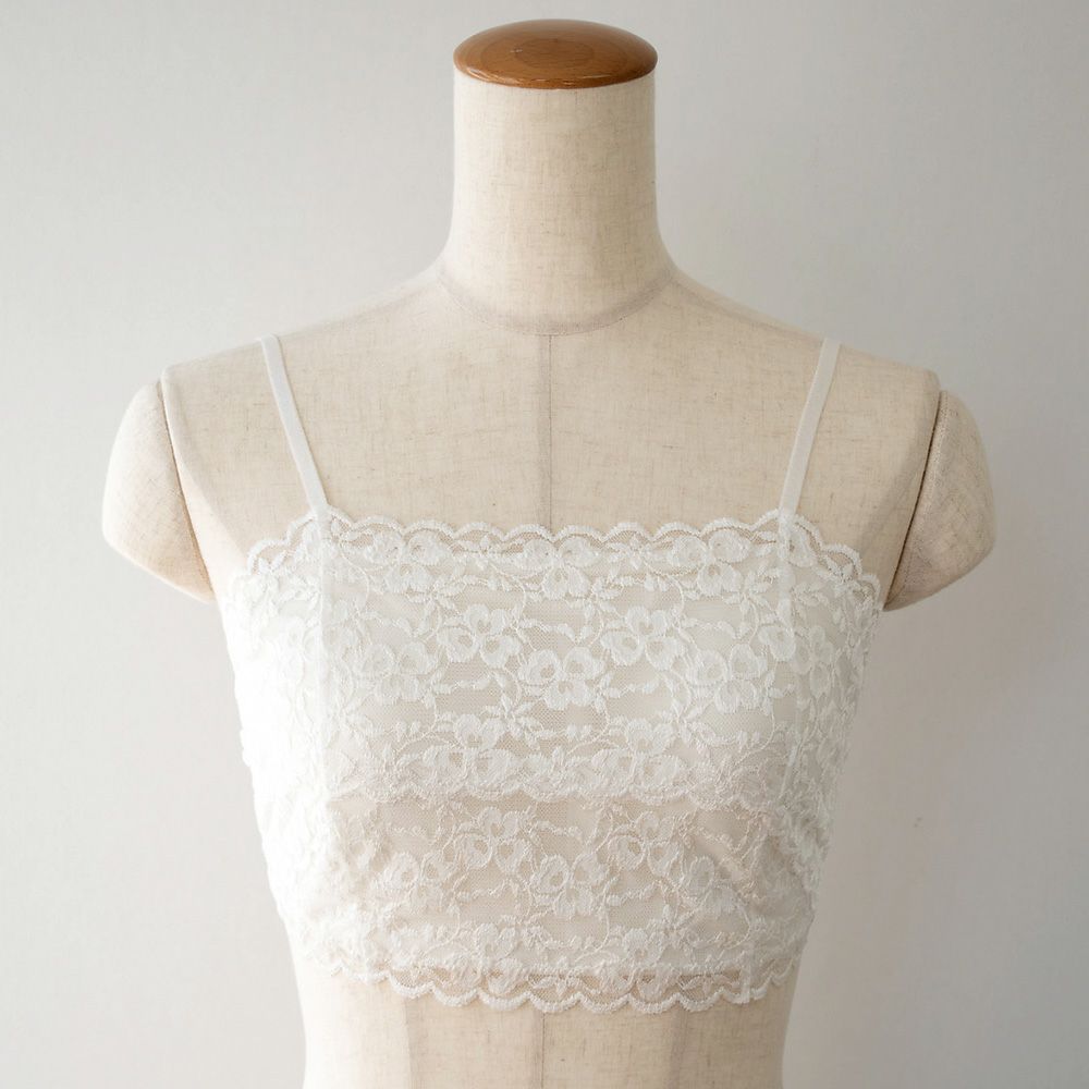 肌側シルク 総レース カップ付きチューブトップ 日本製