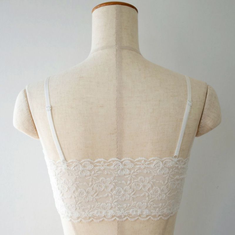 肌側シルク 総レース カップ付きチューブトップ 日本製