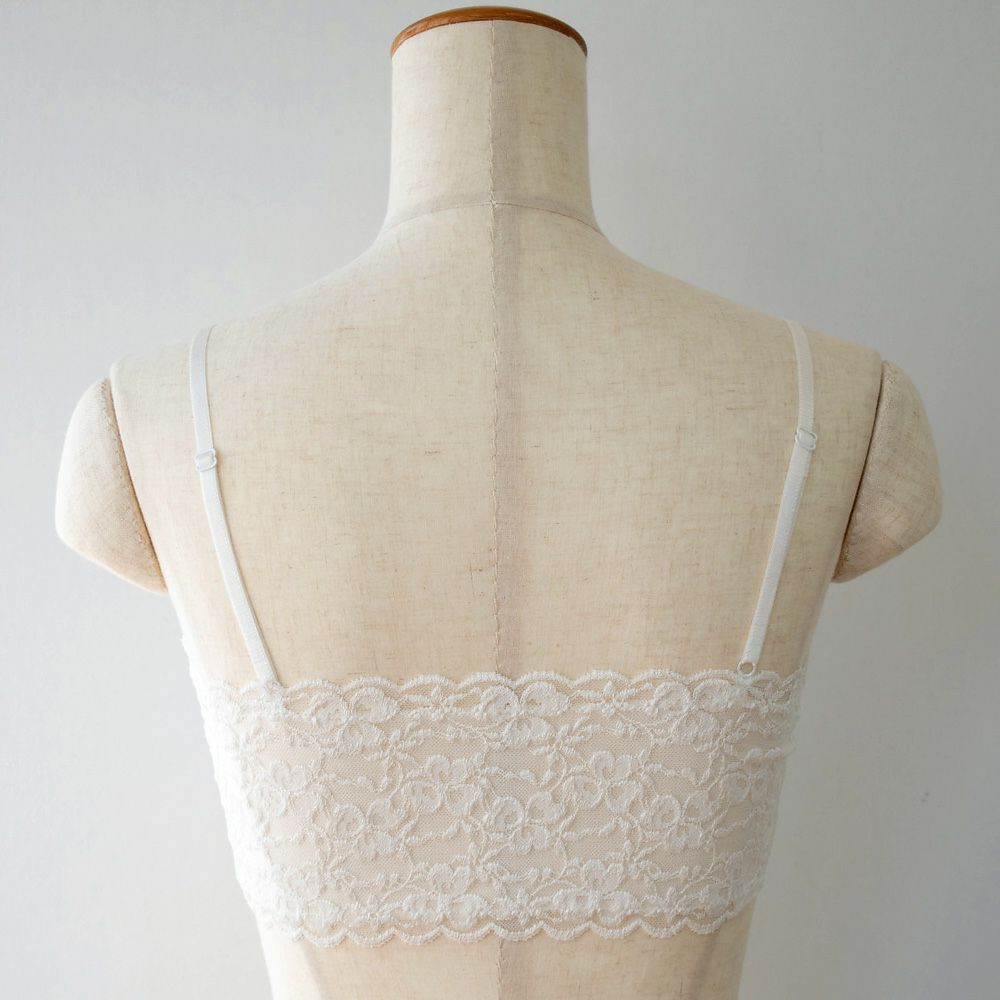 肌側シルク 総レース カップ付きチューブトップ 日本製