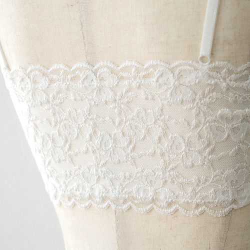 肌側シルク 総レース カップ付きチューブトップ 日本製