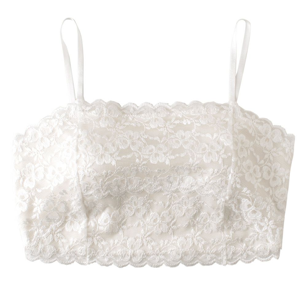 肌側シルク 総レース カップ付きチューブトップ 日本製