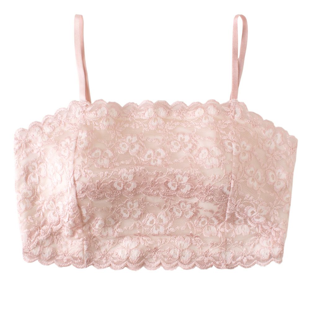 肌側シルク 総レース カップ付きチューブトップ 日本製