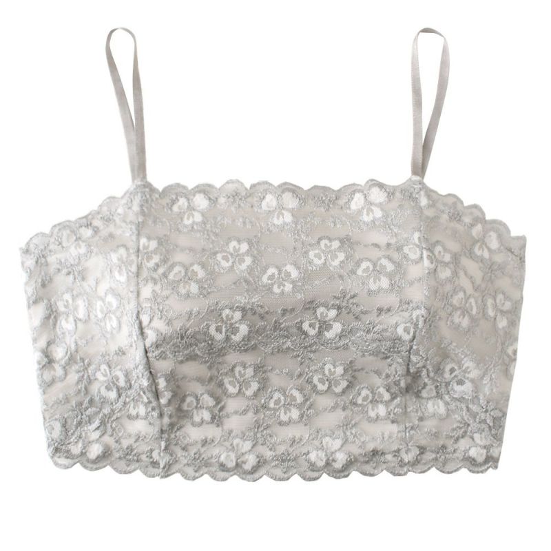 肌側シルク 総レース カップ付きチューブトップ 日本製