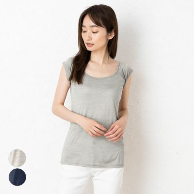 シルク100％ ジャージー 汗取りインナー 脇汗パッド付き フレンチ袖