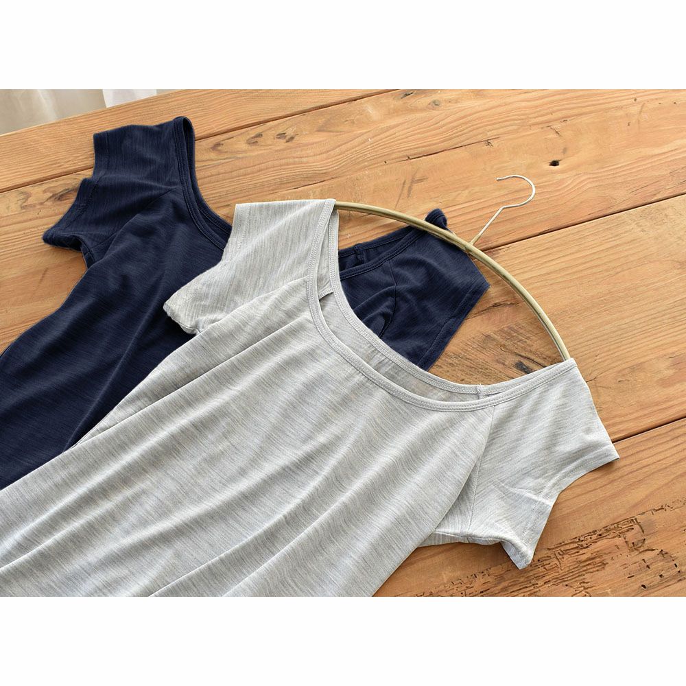 シルク100％ ジャージー 汗取りインナー 脇汗パッド付き フレンチ袖