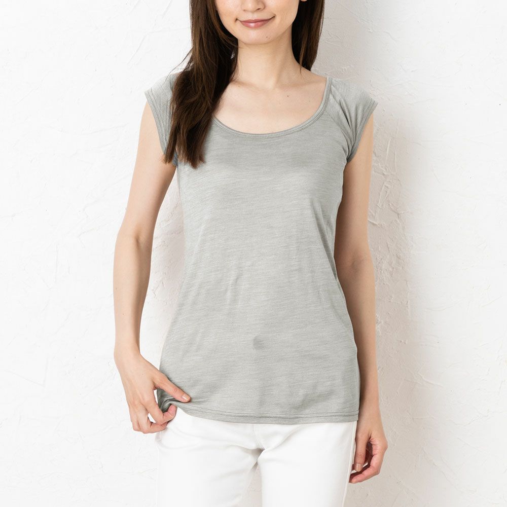 シルク100％ ジャージー 汗取りインナー 脇汗パッド付き フレンチ袖