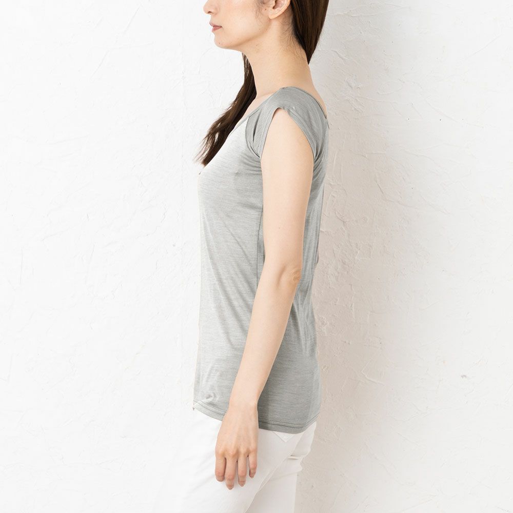 シルク100％ ジャージー 汗取りインナー 脇汗パッド付き フレンチ袖