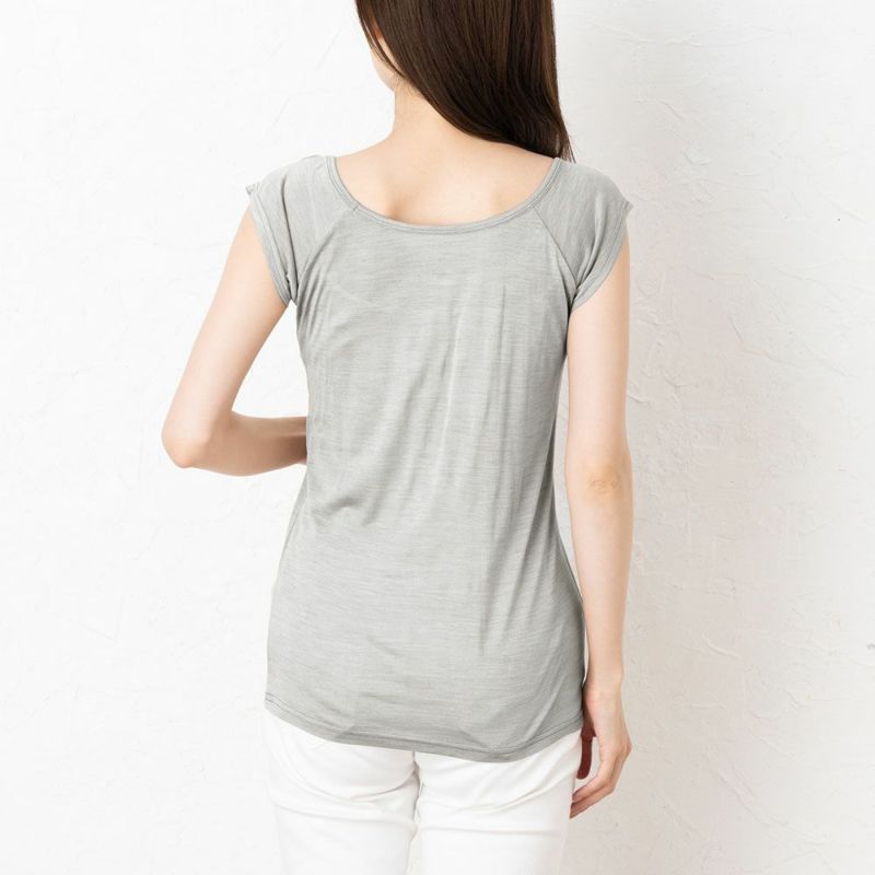 シルク100％ ジャージー 汗取りインナー 脇汗パッド付き フレンチ袖