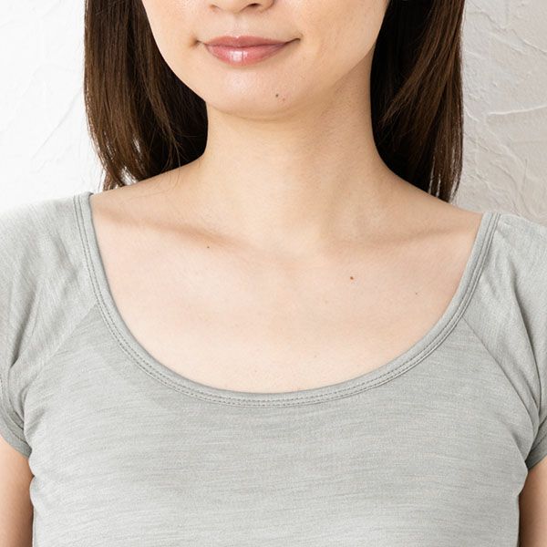 シルク100％ ジャージー 汗取りインナー 脇汗パッド付き フレンチ袖