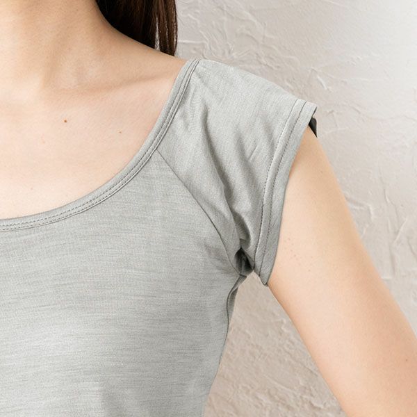 シルク100％ ジャージー 汗取りインナー 脇汗パッド付き フレンチ袖