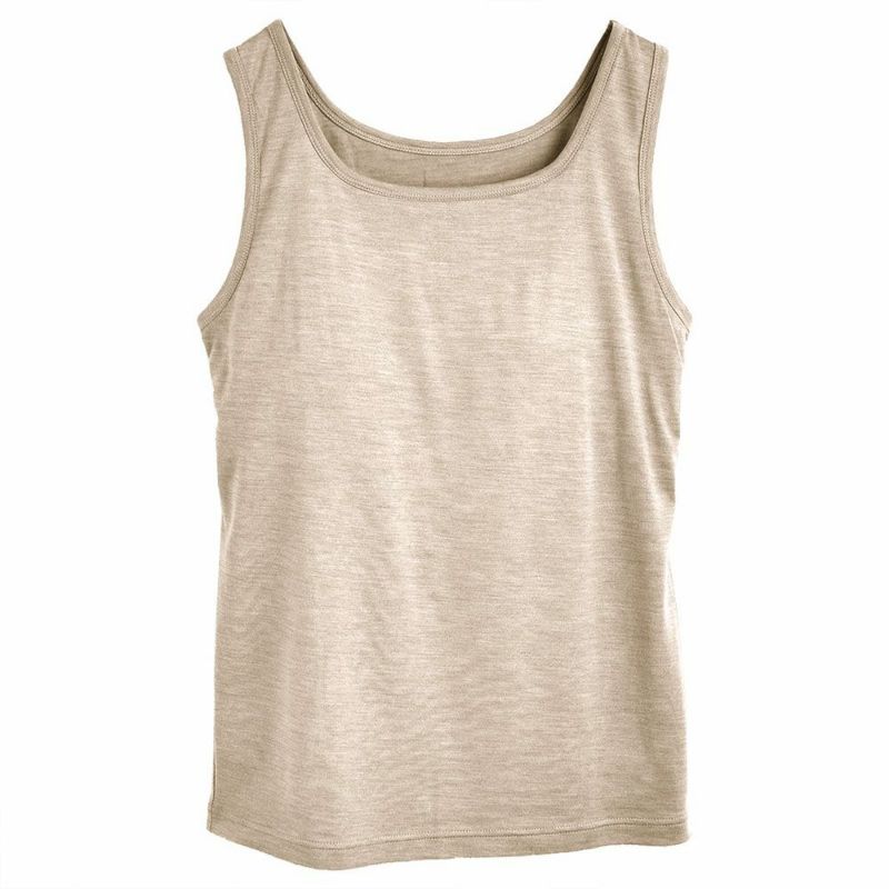 シルク100％ ソフトジャージー カップ付き タンクトップ 日本製 ゆるラク ウォッシャブル加工 