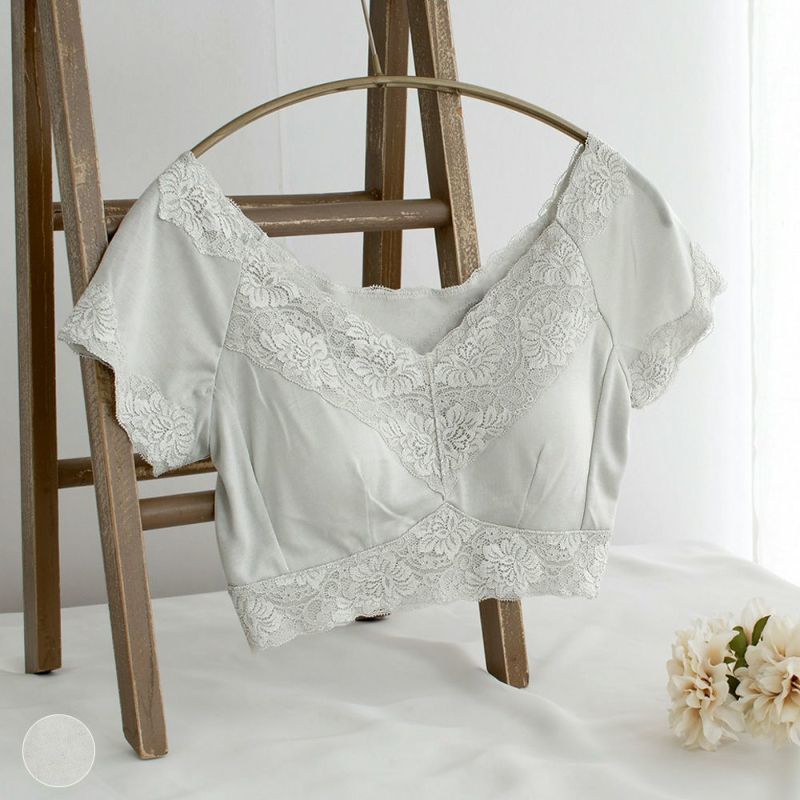 シルク カップ付き 汗取り ハーフトップ 日本製