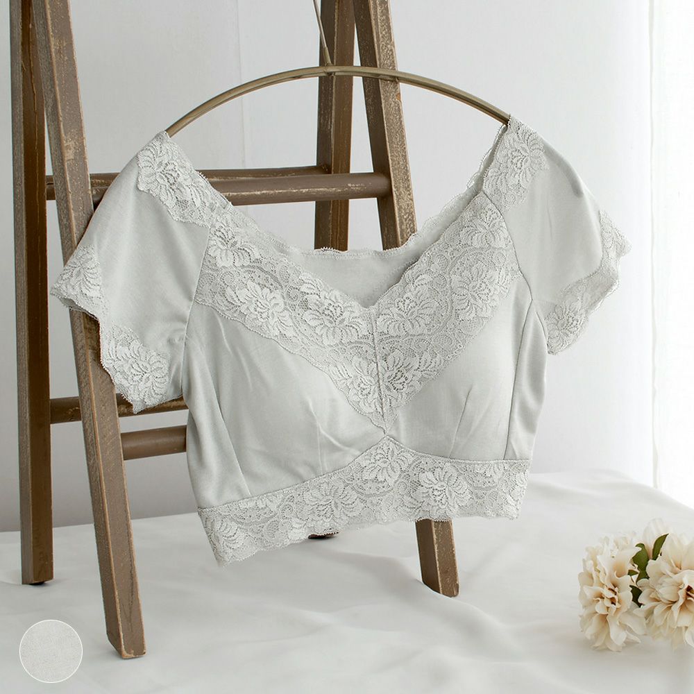 シルク カップ付き 汗取り ハーフトップ 日本製