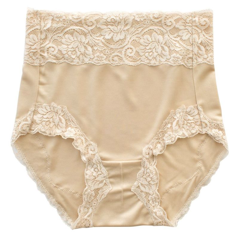 シルク ショーツ お尻すっぽり深履きタイプ 日本製 レース ベージュ