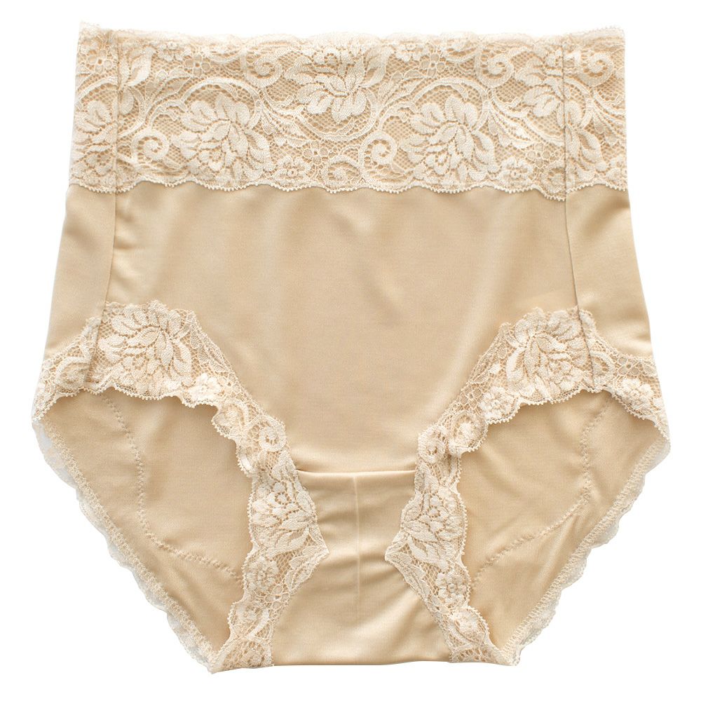シルク ショーツ お尻すっぽり深履きタイプ 日本製 レース ベージュ