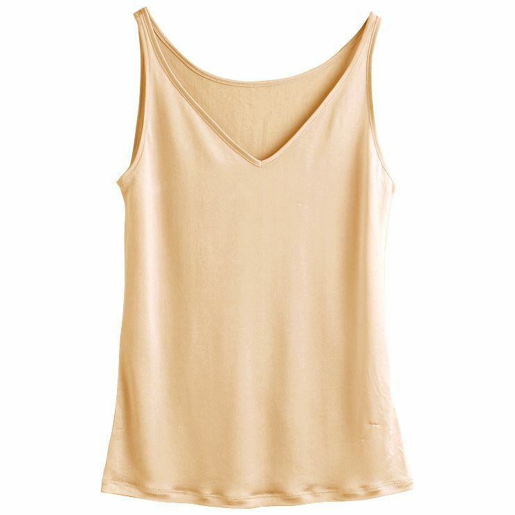 シルク100％ Vネックタンクトップ 保湿インナー