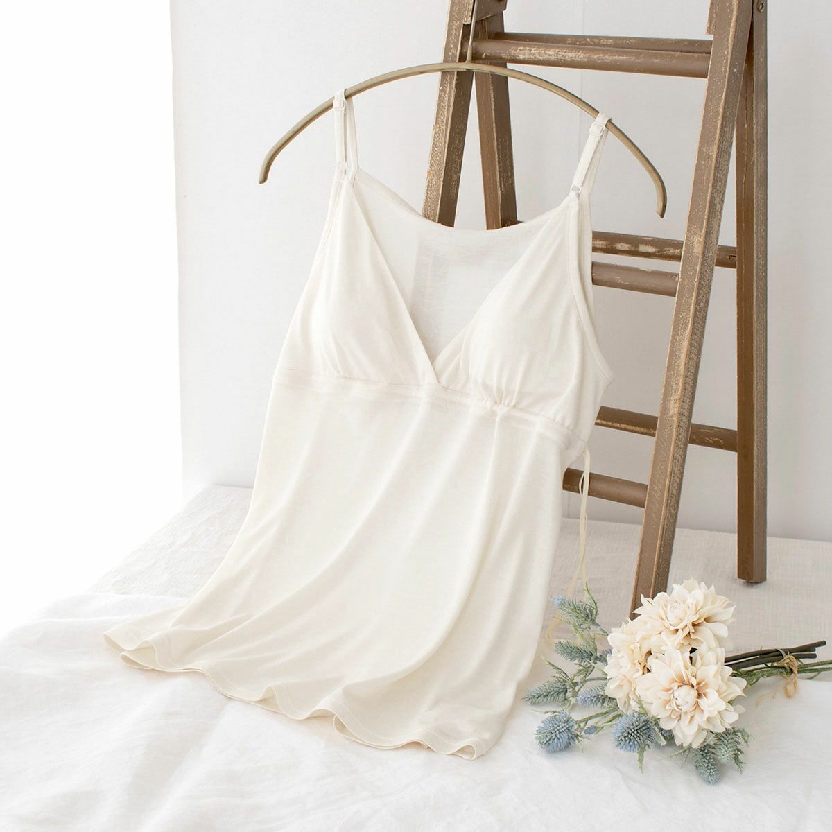 シルク100％ カップ付き カシュクール キャミソール ロング丈