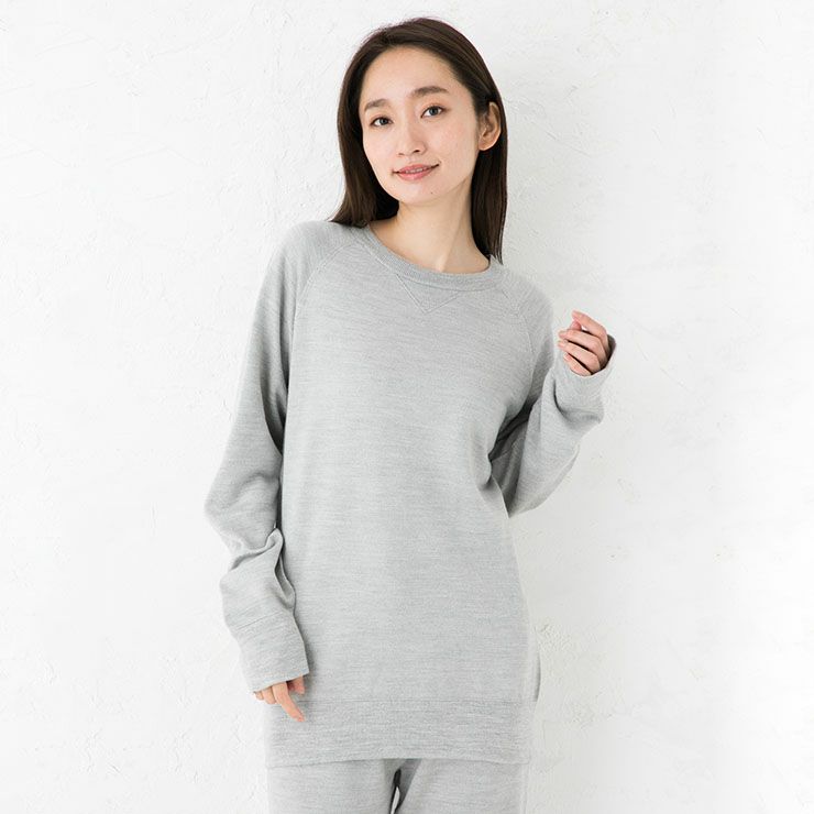 シルク100％ ふわふわ加工 スウェットプルオーバー 日本製