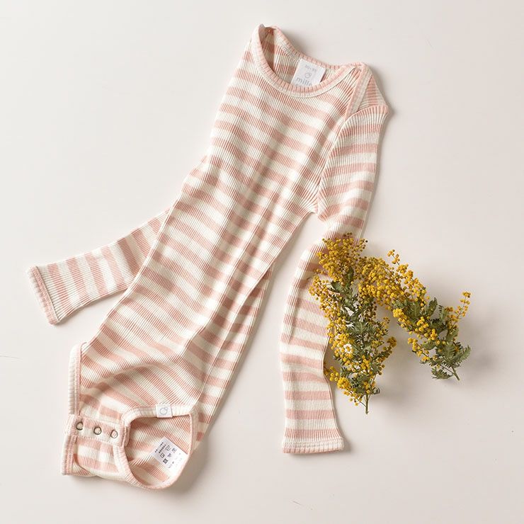 シルクコットン 長袖ロンパース ベビー キッズ肌着