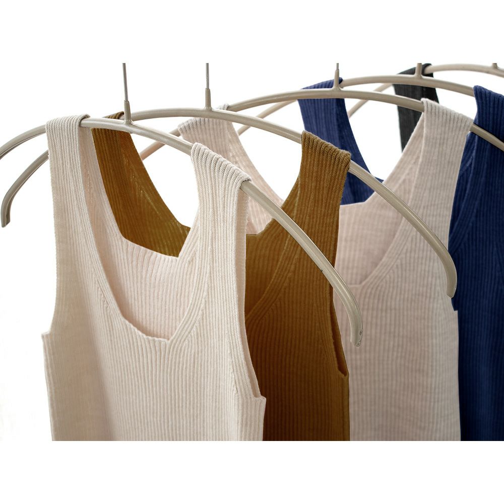 シルク100％ ふわふわ加工 リブニット タンクトップ 日本製 インナー 縫い目のないホールガーメント