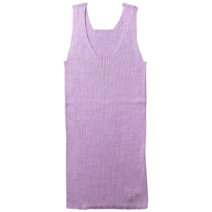 シルク100％ ふわふわ加工 リブニット タンクトップ 日本製 インナー 縫い目のないホールガーメント