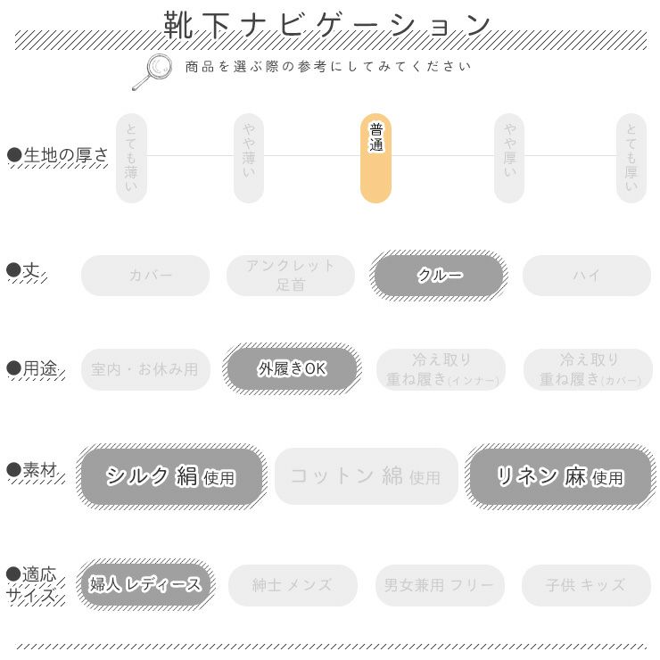 シルクリネン リブソックス 日本製 リラックスタイプ HASEGAWA