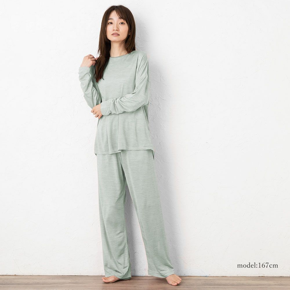 シルク100% ソフトジャージー パジャマ 上下セット ゆったりデザイン 日本製