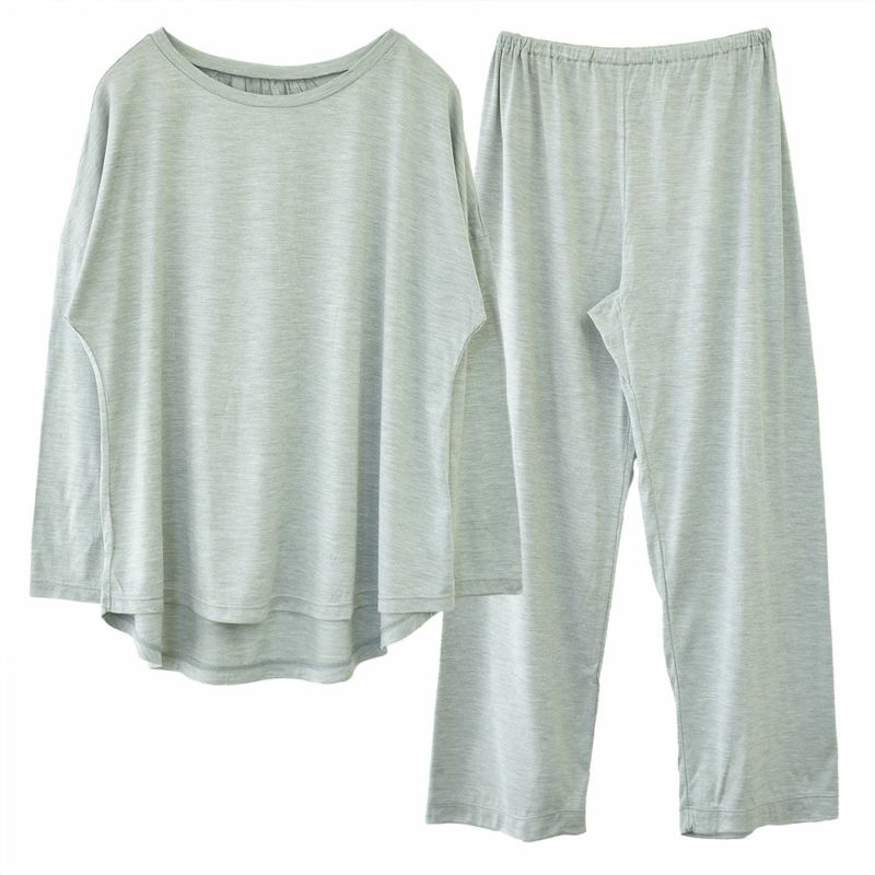 シルク100% ソフトジャージー パジャマ 上下セット ゆったりデザイン 日本製