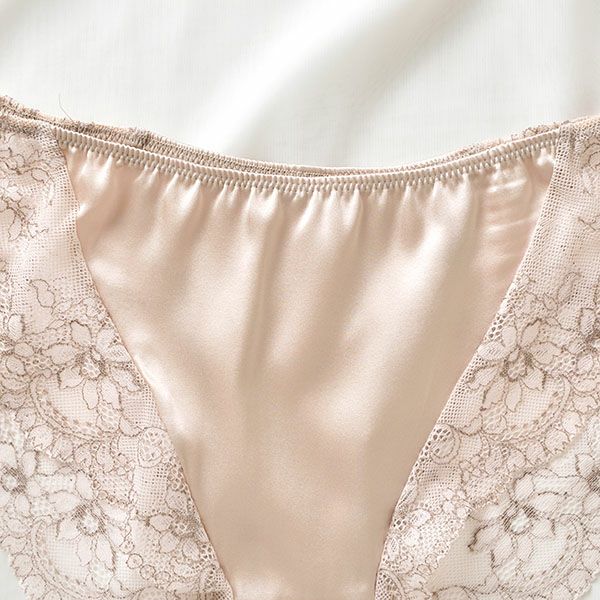 シルクサテン レース付きショーツ 日本製