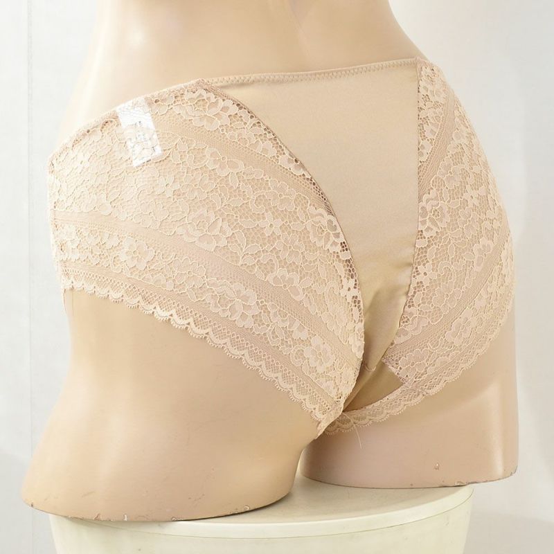 シルクサテン レース付きショーツ 日本製