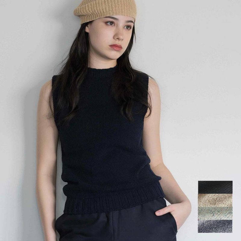 シルク100％ モックネック ニットベスト 日本製