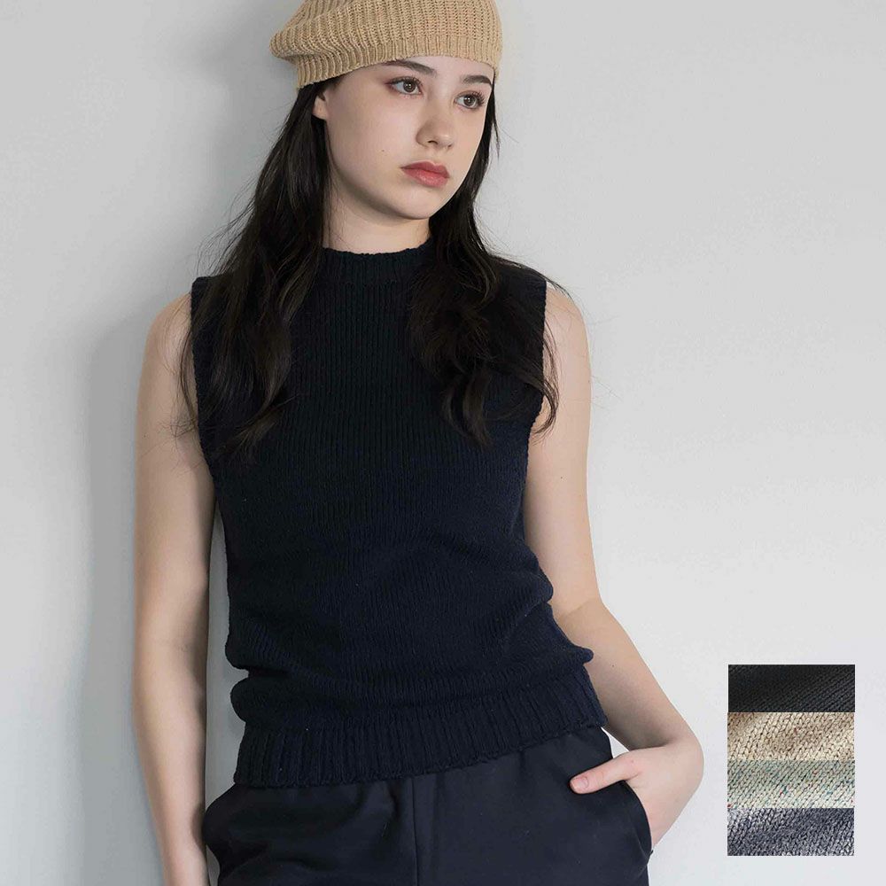 シルク100％ モックネック ニットベスト 日本製