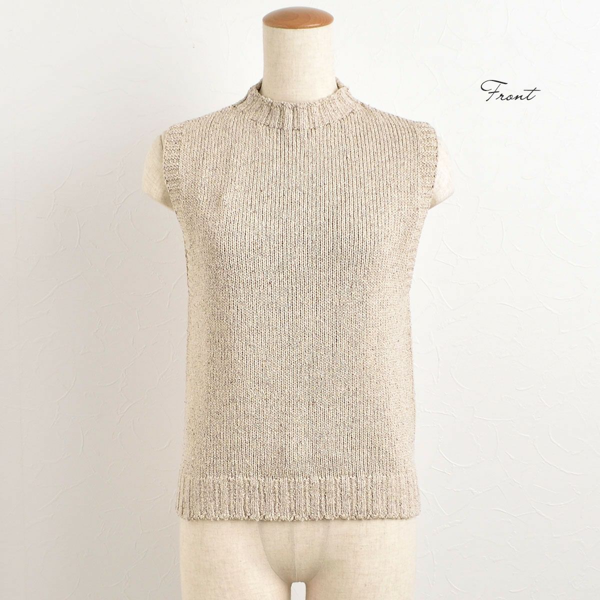 シルク100％ モックネック ニットベスト 日本製