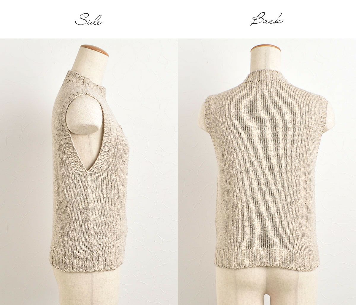 シルク100％ モックネック ニットベスト 日本製