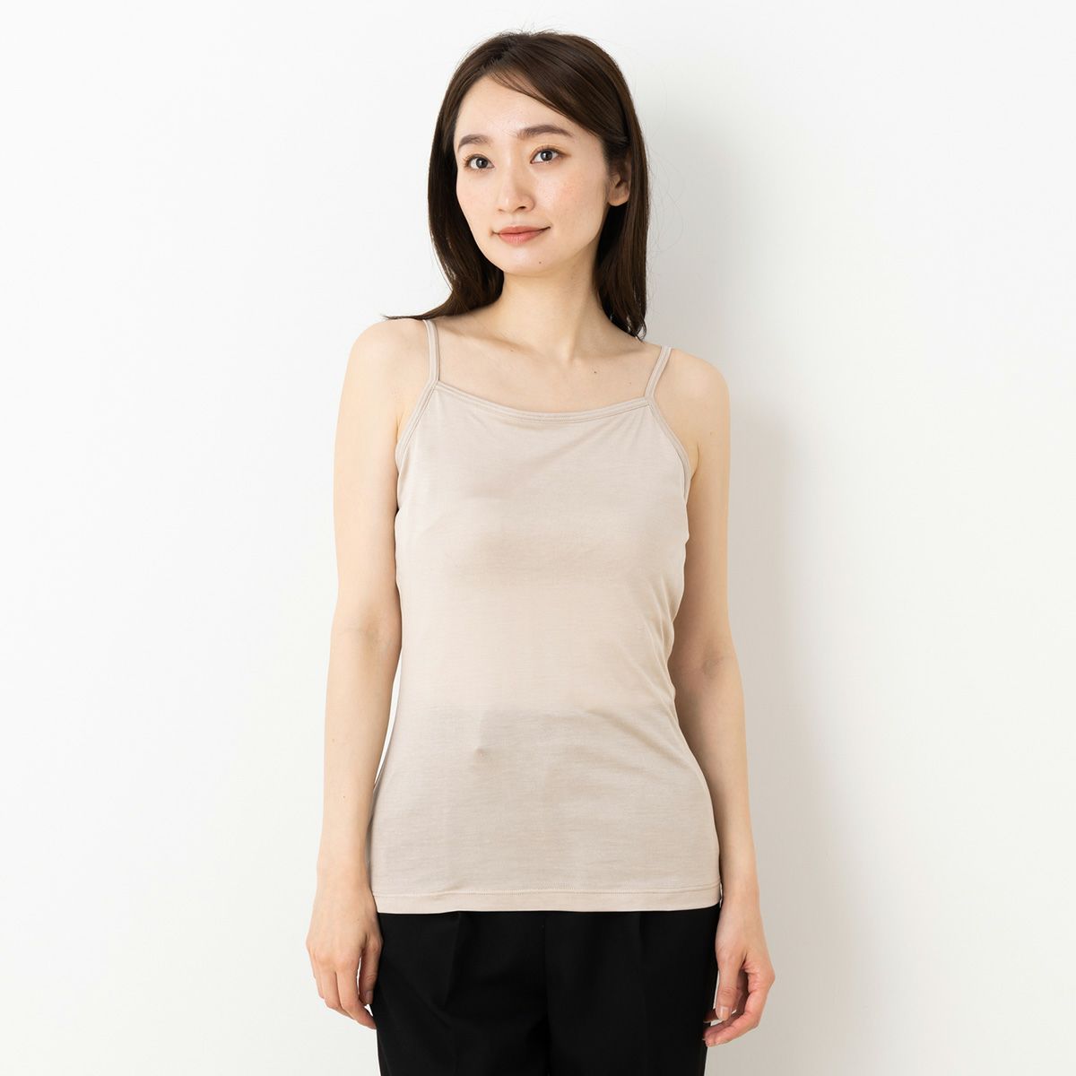 シルク100% カップ付き ハイバック キャミソール 日本製 ゆるラク