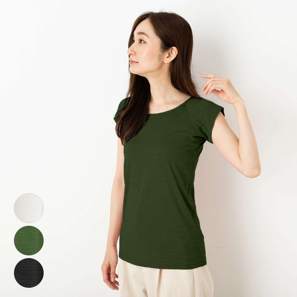 シルク100％ ジャージー 汗取りインナー フレンチ袖 日本製 襟ぐり小さめ