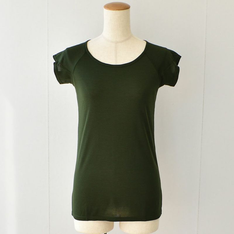 シルク100％ ジャージー 汗取りインナー フレンチ袖 日本製 襟ぐり小さめ