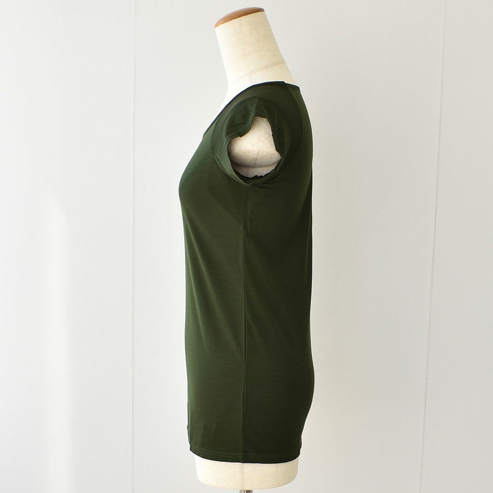 シルク100％ ジャージー 汗取りインナー フレンチ袖 日本製 襟ぐり小さめ